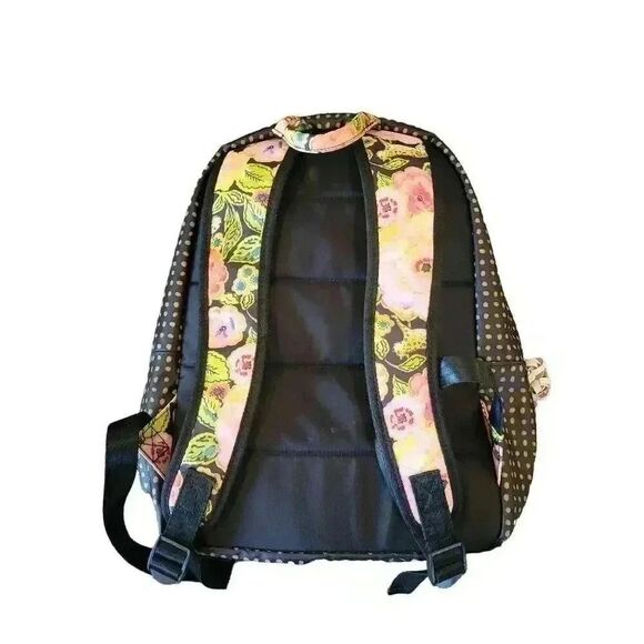 Haute Girl's Black & Gold Polka-dot, Pink Floral Back Pack NEW - Picture 7 of 9